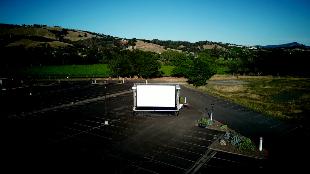 drive-in movie screen at the luther burbank center for the arts parking lot in santa rosa ca